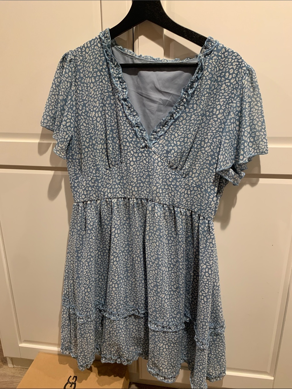 Light Blue Floral Ruffle Kids Dress